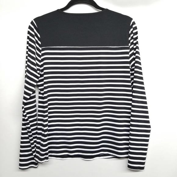 Land's End Black White Stripe Lonsleeve Medium - Picture 6 of 6